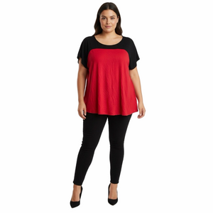 BLACK & Red With Gold 1/4 Zip Dressy Tee, Size XL